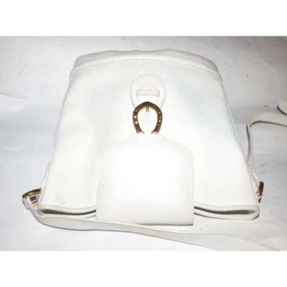 Gucci Vintage White Bucket Bag Small G Logo Coated Canvas And White Leather - Picture 8 of 12